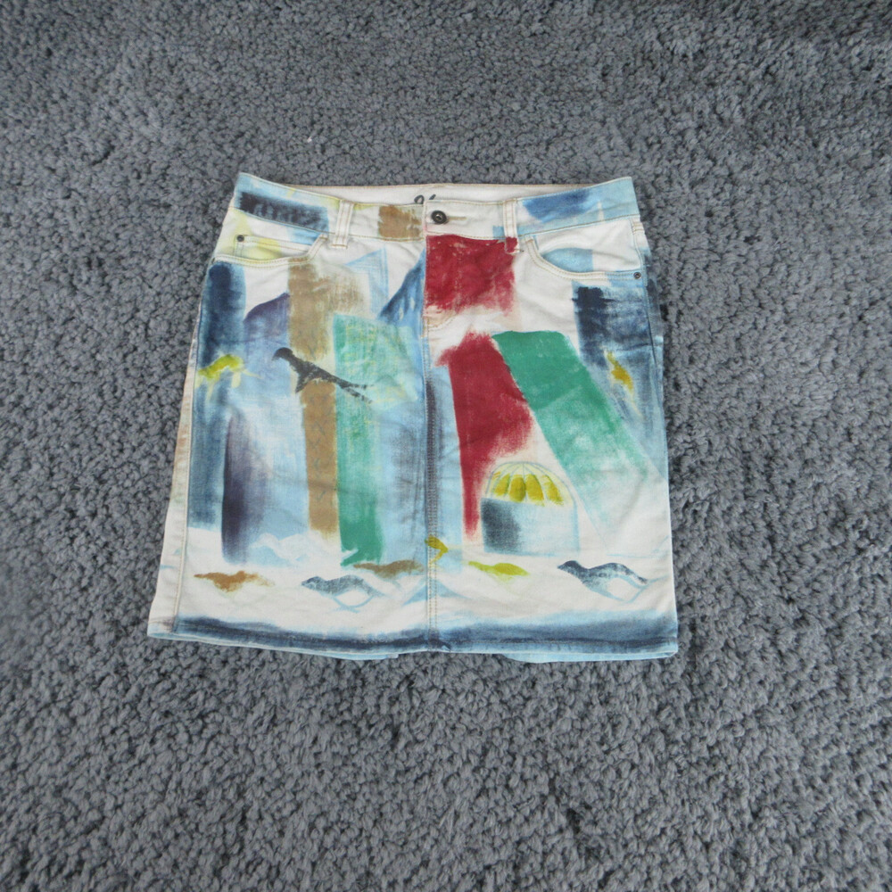 Anthropologie Skirt Womens Size 31x16 Blue Denim Artistic Geometric
